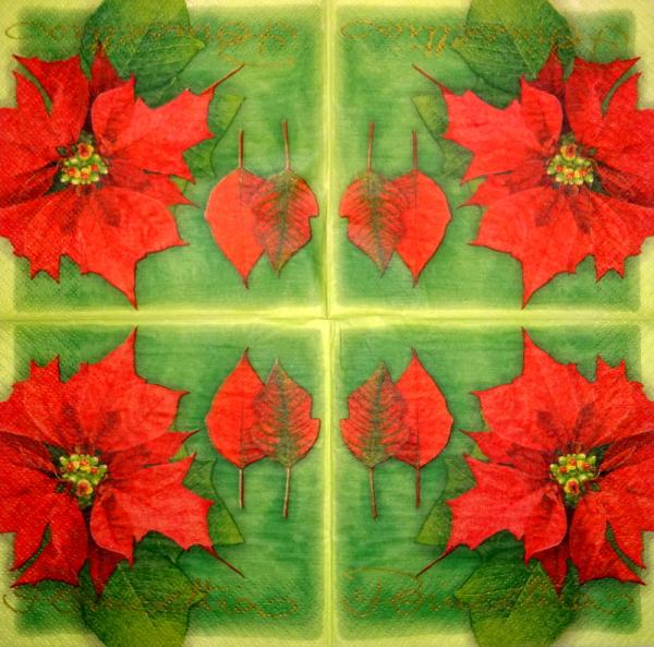 085 Christmas Flowers - 3-ply (cream/Edge grün) - Ihr